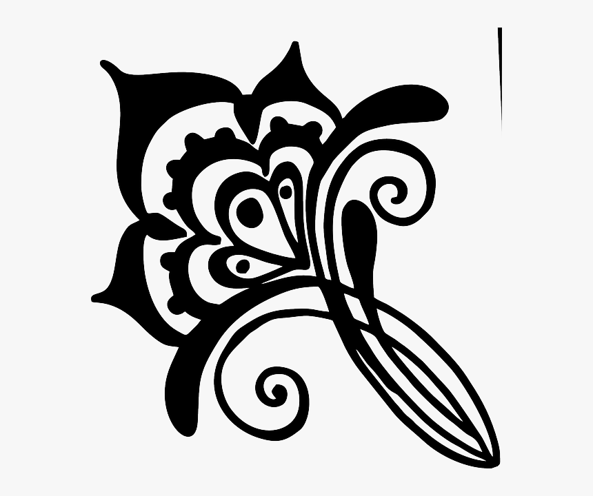 Flower, Henna, Vines, Swirl, Artwork, Silhouette - Henna Silhouette, HD Png Download