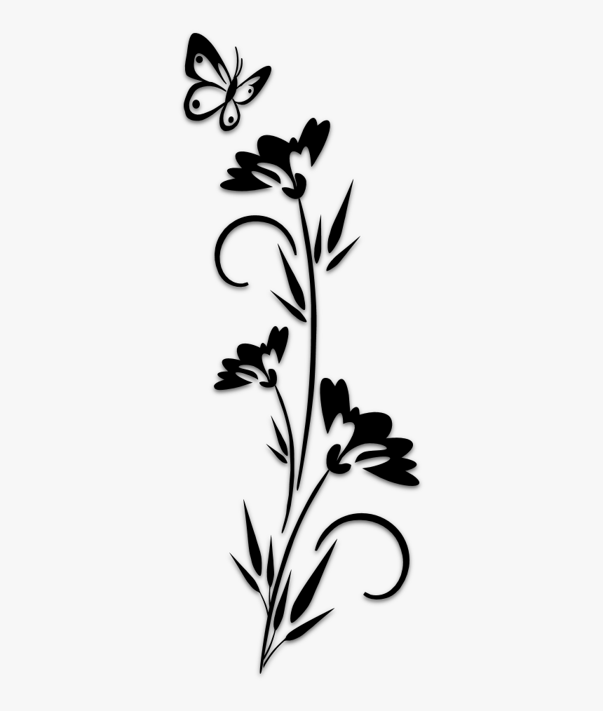 Butterflies And Flowers Stencil, HD Png Download , Transparent Png
