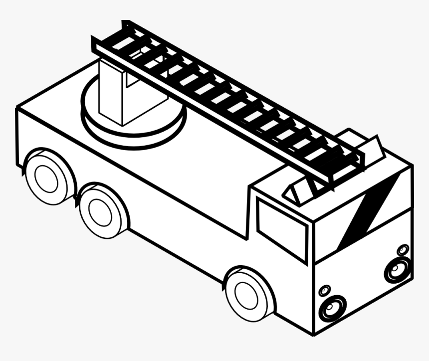 Monster Truck Free Clipart 3 Wikiclipart - Fire Truck Toy Black And White, HD Png Download