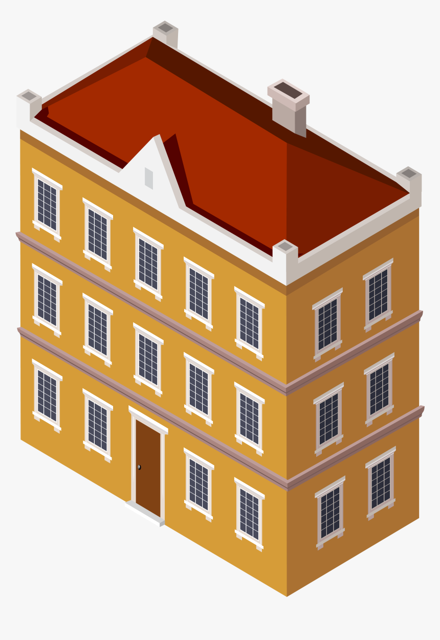 Residential Building With Red Roof Png Clipart - Building Png Clipart, Transparent Png