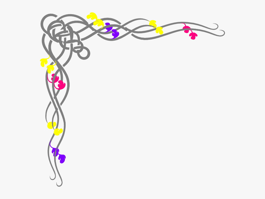 Purple Vine Yellow Flower Svg Clip Arts - Corner Paper Designs Png, Transparent Png