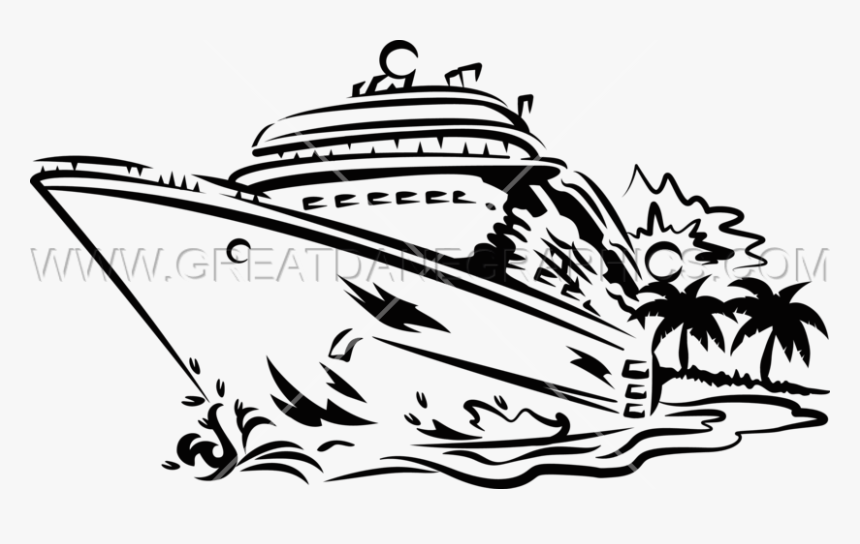 Drawing At Getdrawings Com - Black Cruise Ship Art, HD Png Download