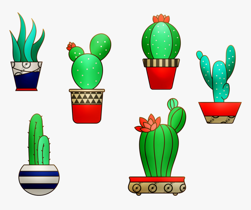 House Plants, Cactus, Flowerpot, Plant, Green, House - Gambar Kaktus Animasi, HD Png Download