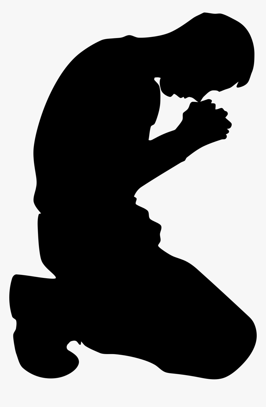 Praying Hands Kneeling Silhouette Clip Art - Man Praying Clip Art, HD Png Download