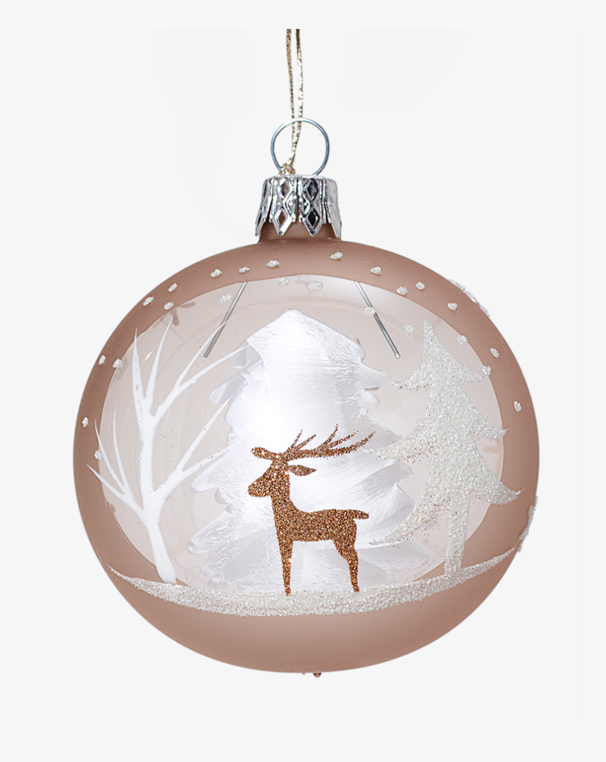 Glass Bauble Light Brown With Winter Forest, 7cm - Christmas Ornament, HD Png Download