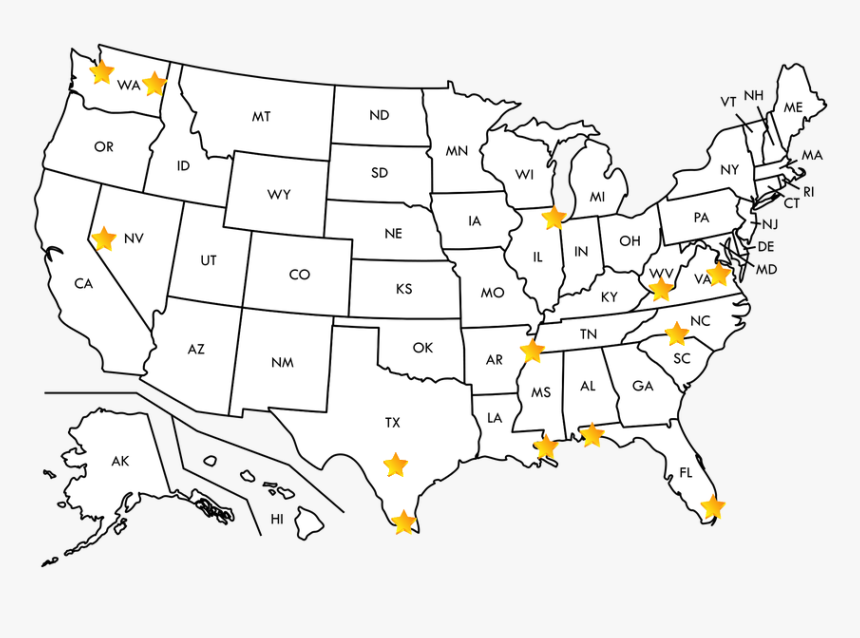 Clip Art Lust Strip Club - Black Printable Usa Map, HD Png Download