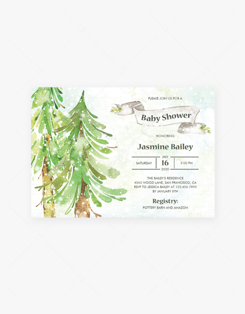 Transparent Winter Forest Png - Forests Baby Shower Invitations, Png Download