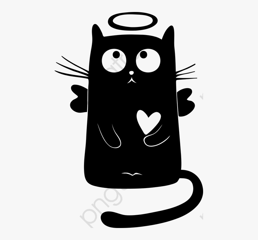 Cute Black Cat Angel Cute Black Cat Clipart - Gato Preto Anjo, HD Png Download
