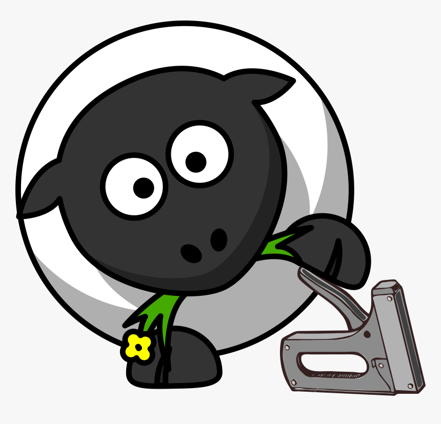 Fictional Character,artwork,smile - Sheep With A Staple Gun, HD Png Download