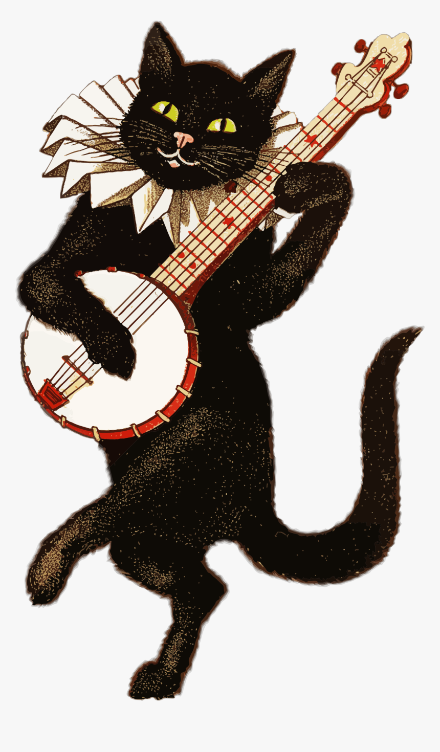 Vintage Cat Playing Banjo - Cat Playing Banjo, HD Png Download