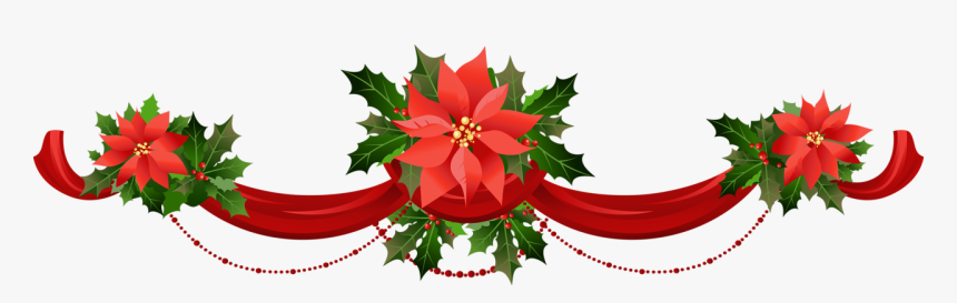 Transparent Christmas Garland With Poinsettias Png - Poinsettia Clipart Transparent, Png Download
