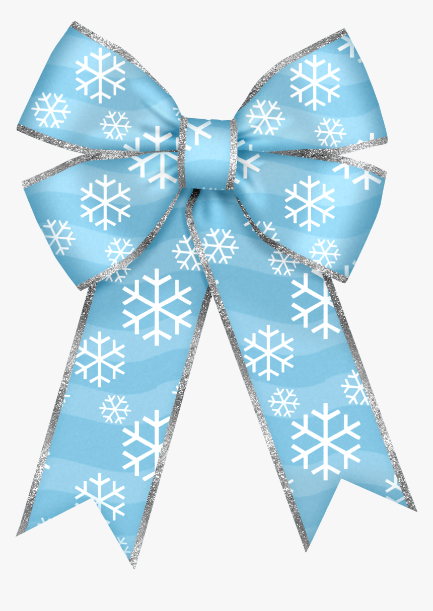 Christmas Blue Bow With Snowflakes Png Clipart - Blue Bow Clipart Christmas, Transparent Png