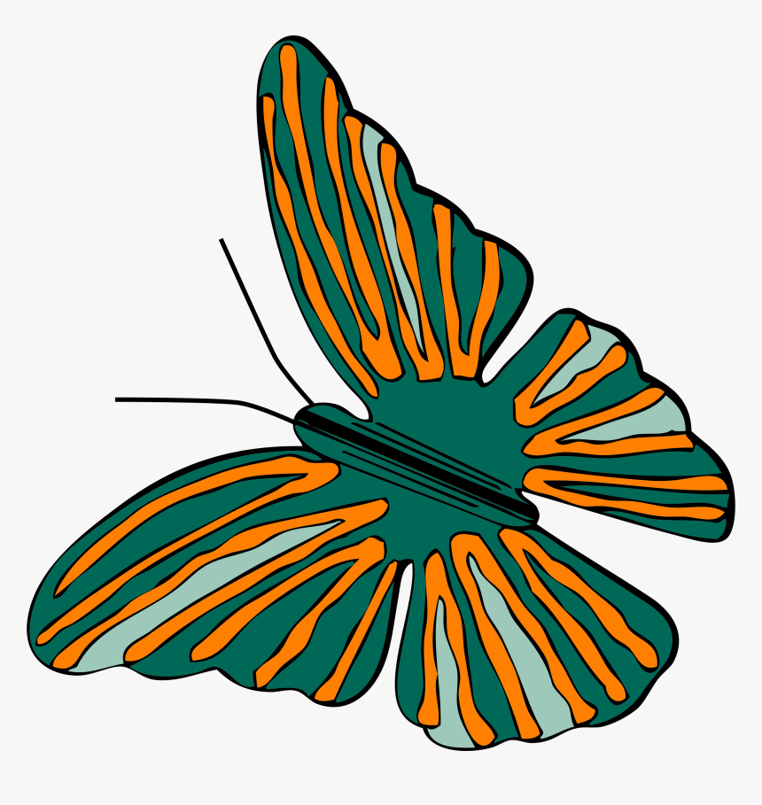 Orange And Green Butterfly, HD Png Download