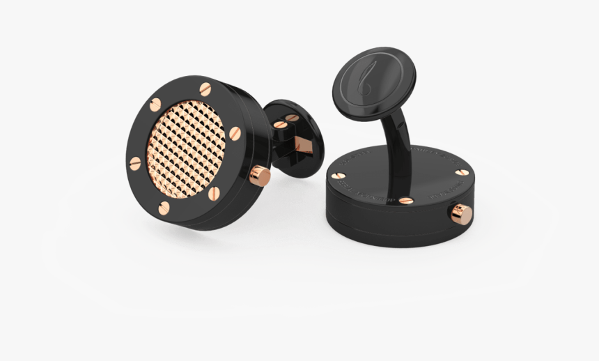 Black Pvd Top Screw Bezel Watchlinks With 18kt Rose - Earrings, HD Png Download