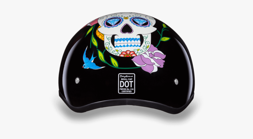 Daytona Women Diamond Sugar Skull Dot Skull Cap Motorcycle - Ladies Skull Motorcycle Helmet, HD Png Download