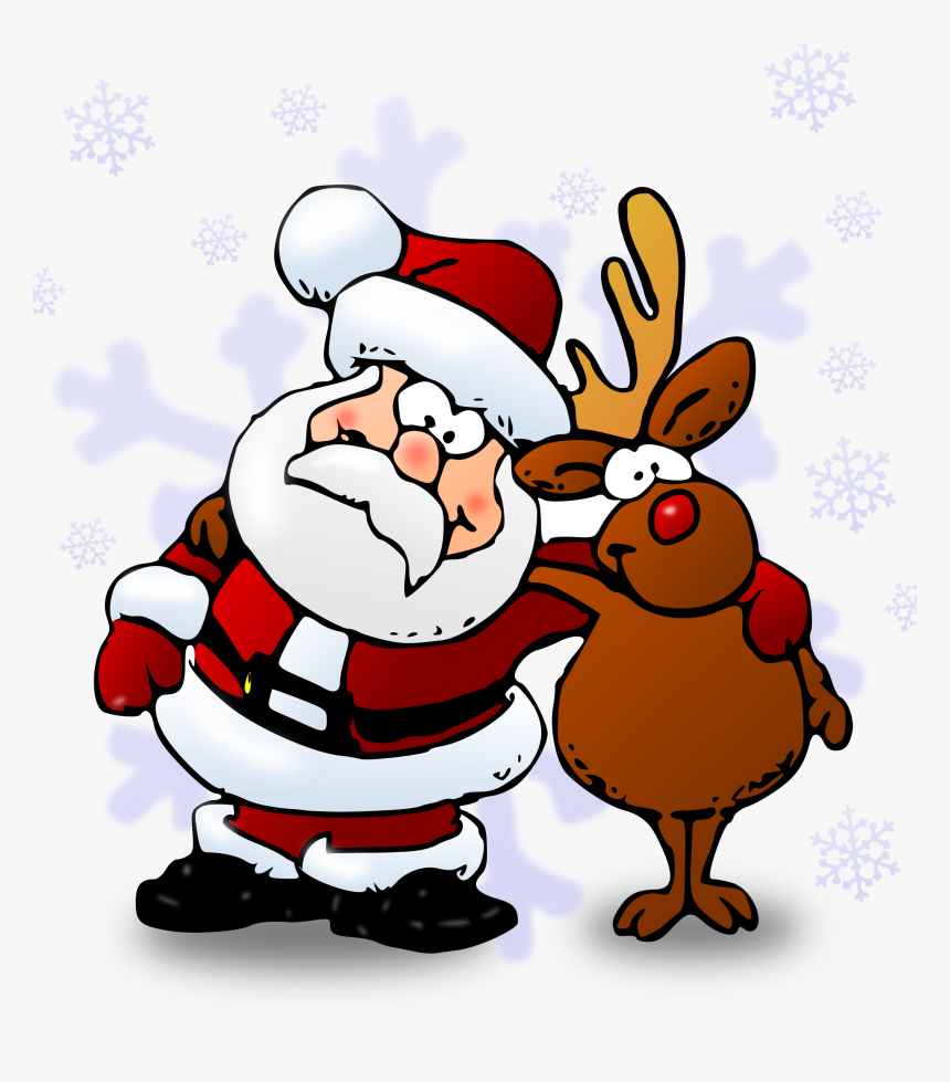 Christmas-2016 - Santa And Rudolph Cartoon, HD Png Download