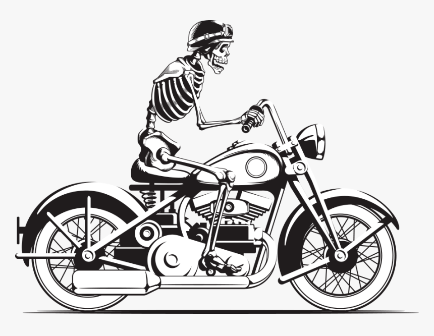 Helmet Skull Photography Vector Motorcycle Stock Clipart - Skeleton On A Motorbike Clipart, HD Png Download