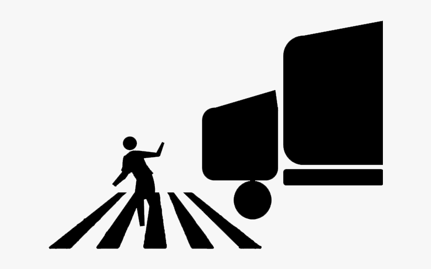 Woman Pedestrian In Crosswalk Fears Truck - Road Safety Black And White, HD Png Download