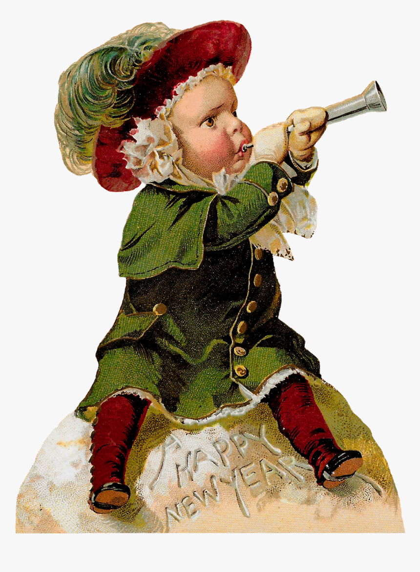 Happy New Year Vintage Greeting Printable Download - Painting, HD Png Download