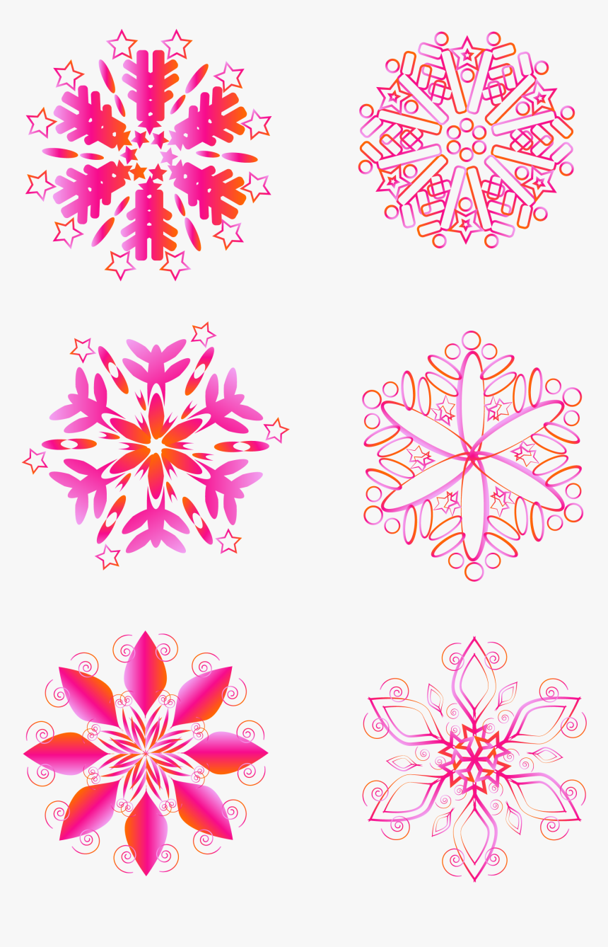 Pink Snowflake Winter Elements Gradient Png And Vector - Easy Flower Geometric Design, Transparent Png