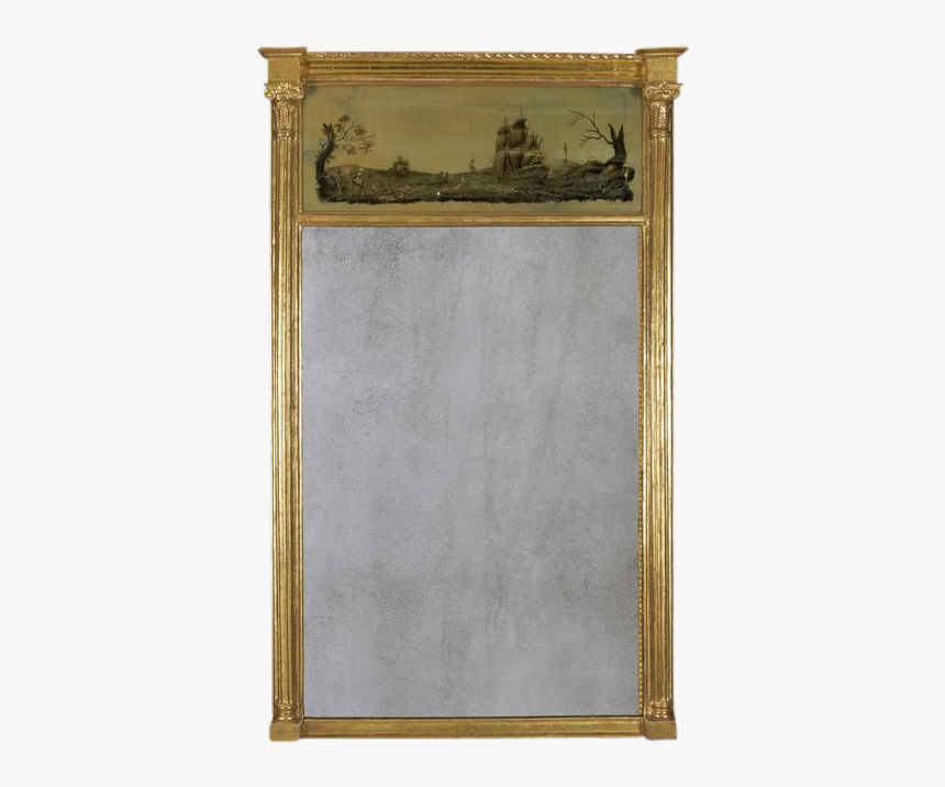 Regency Gilt Wood Mirror With Eglomise Panel 
 Class - Antique, HD Png Download
