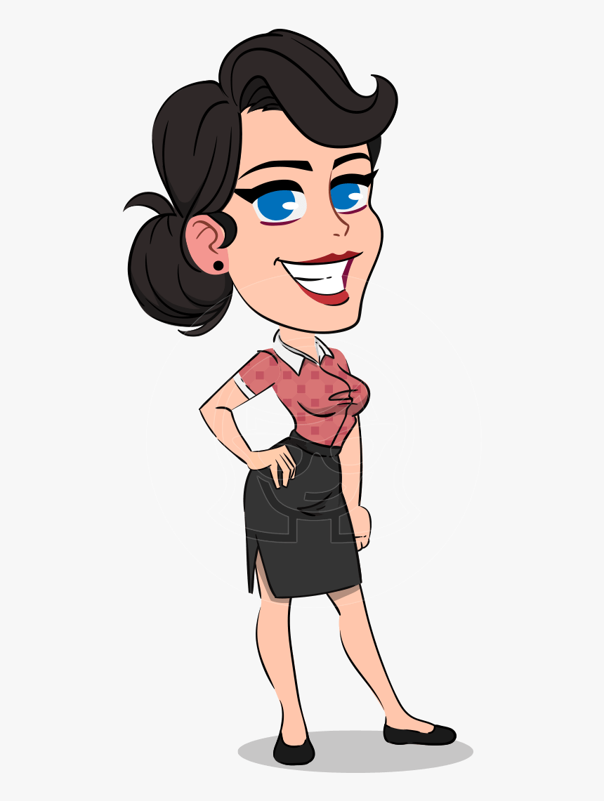 Simple Style Cartoon Of A Office Girl Vector Cartoon - Office Girl Cartoon, HD Png Download
