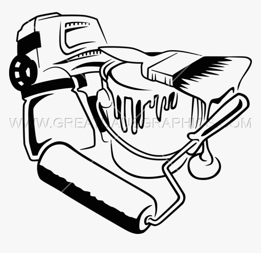 Paint Supplies Cliparts Free - Painter In Black And White, HD Png Download