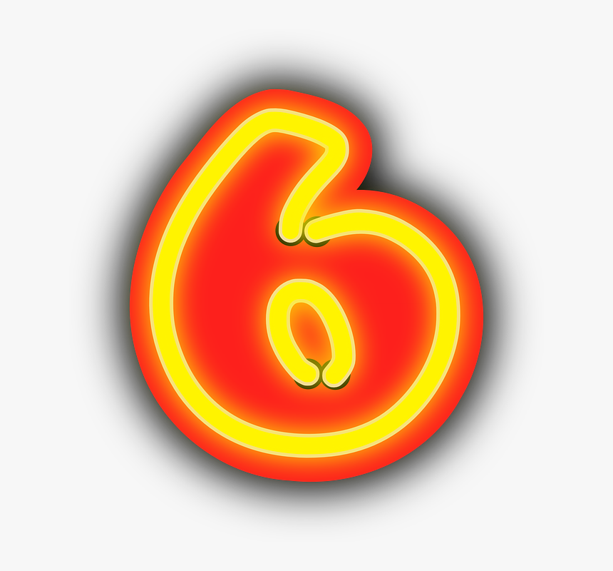 Transparent Neon Heart Png - Neon Number 6 Png, Png Download