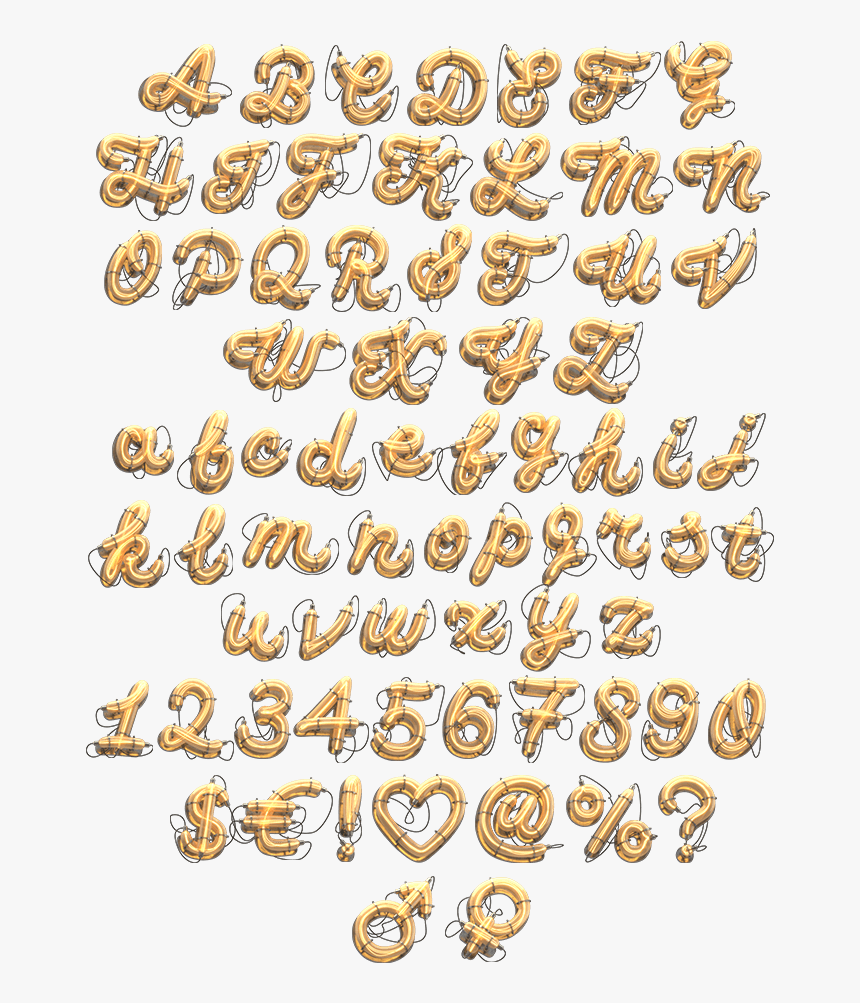 Retro Neon Golden Typeface - Transparent Gold Alphabet Fonts, HD Png Download