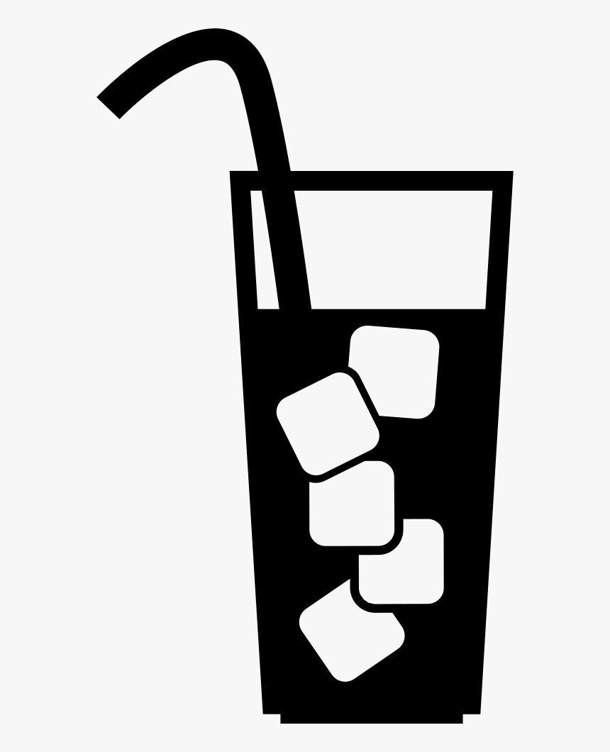 Glass With Beverage Ice Cubes And Straw - Logo Ice Tea Black And White, HD Png Download