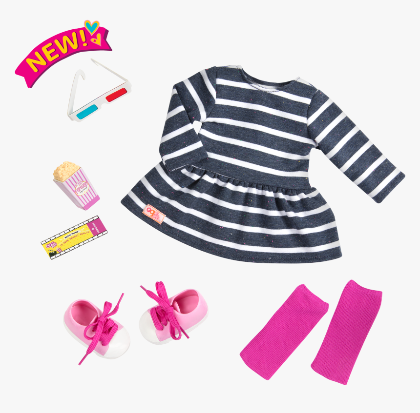 Movie Night Outfit For 18-inch Dolls - Madness Stripe T Shirt, HD Png Download