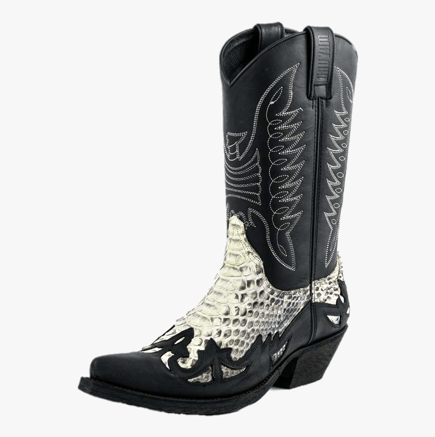 Snakeskin Black Leather Cowboy Boot - Cowboy Boots Snakeskin, HD Png Download