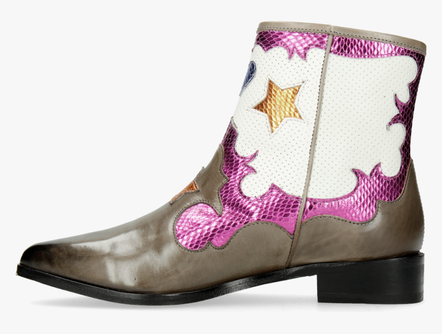 Ankle Boots Marlin 12 Grigio Glitter Fuxia Venice Perfo - Cowboy Boot, HD Png Download