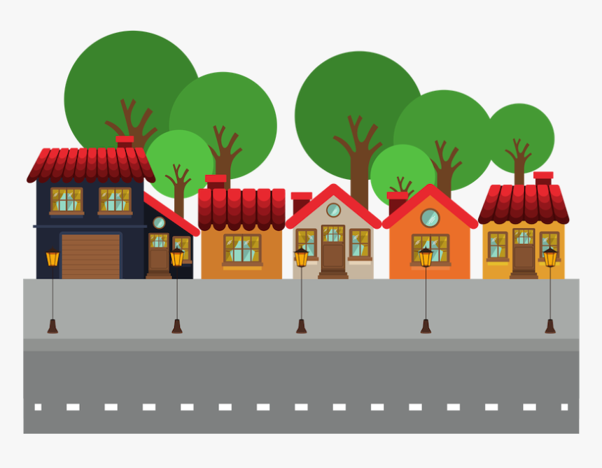 Dibujo De Calle Con Arboles, HD Png Download