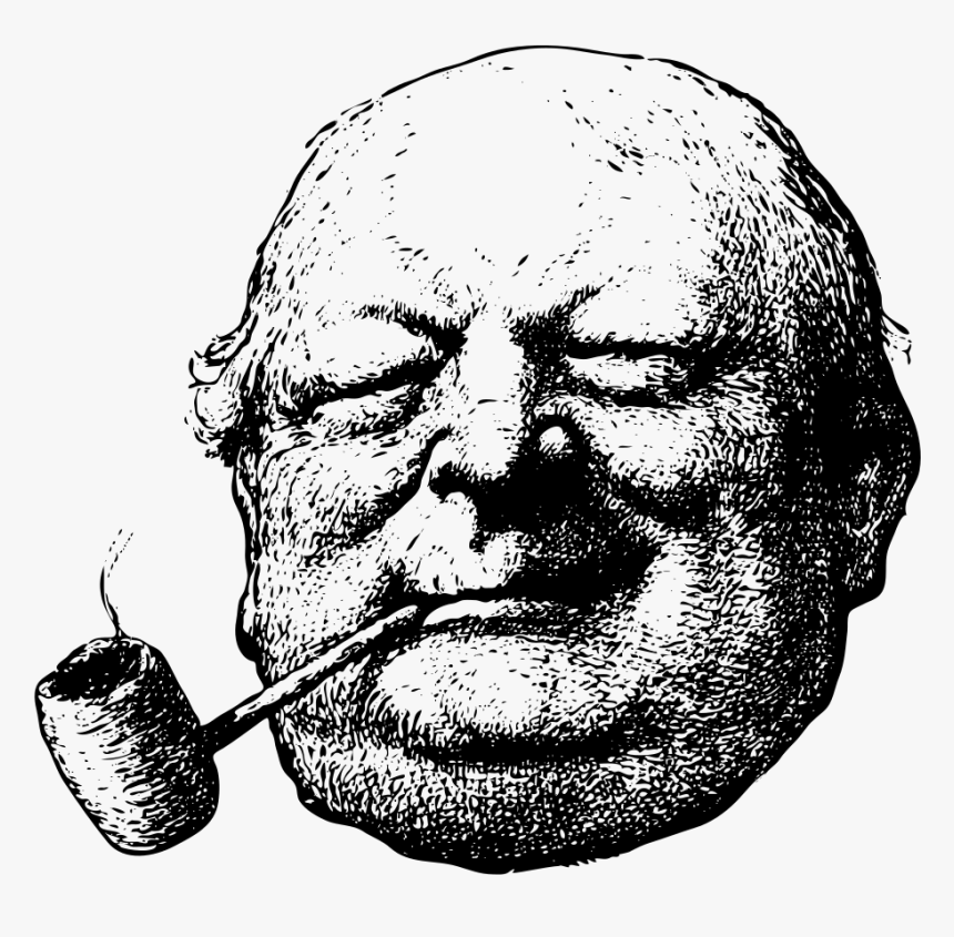 Old Man With A Corncob Pipe - Old Fat Man Drawing, HD Png Download