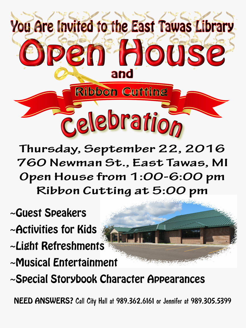 Library East Tawas Open House Invitation 2 Revised - Snowball Effect, HD Png Download