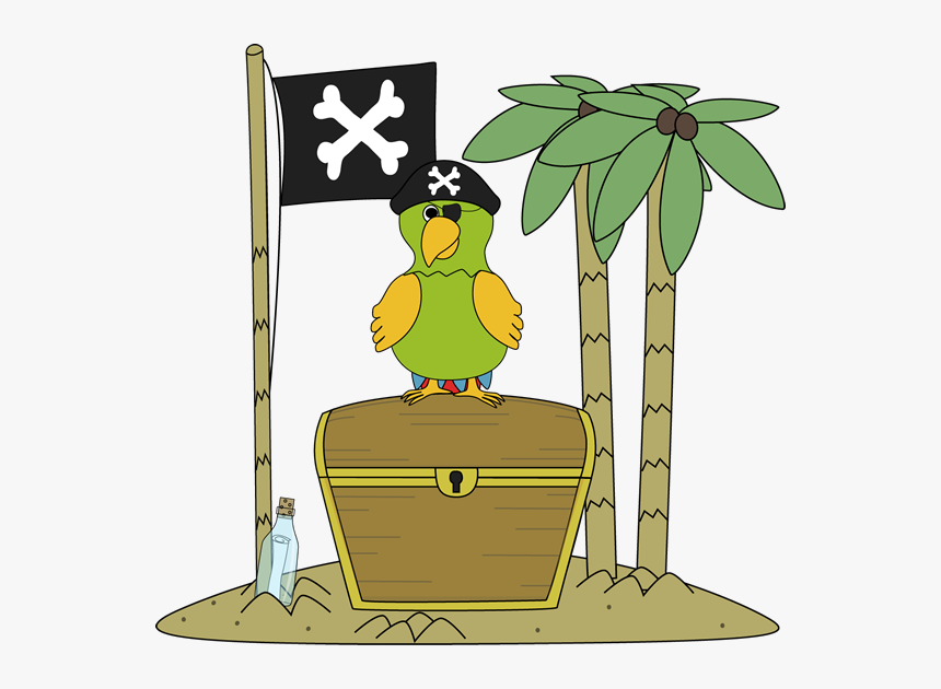 Pirate Flag And Parrot On An Island - Treasure Island Clip Art, HD Png Download