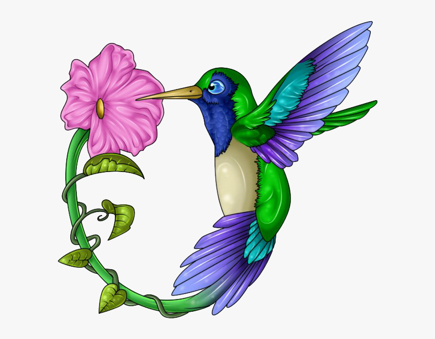 Hummingbird Tattoos Free Download Png - Hummingbird And Flower Clipart, Transparent Png
