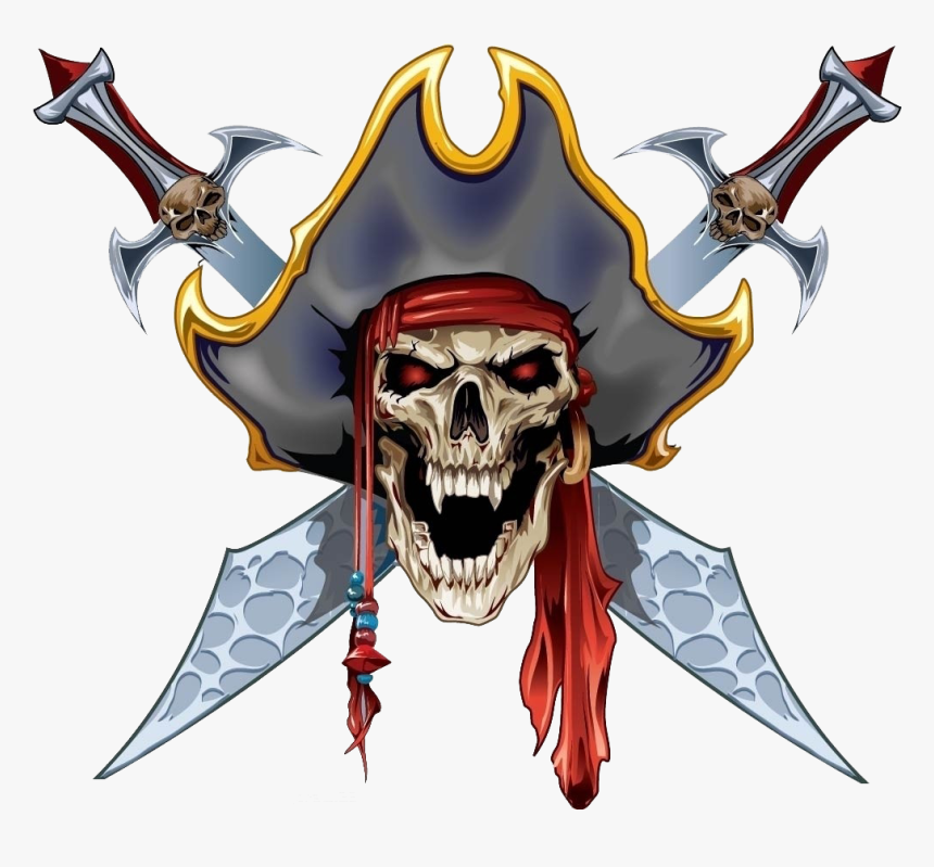 Tattoo Material Skull Piracy Flash Paper Pirate Clipart - Png Pirate Skull, Transparent Png