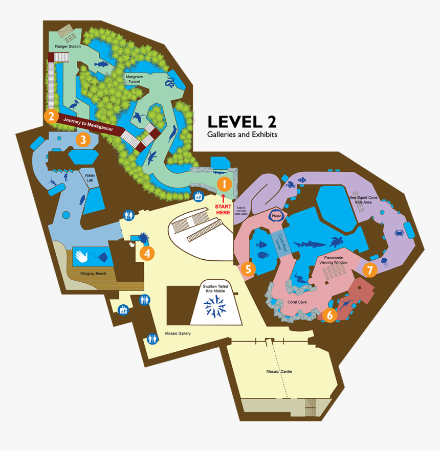 Transparent Aquarium Field Trip Clipart - Florida Aquarium Exhibit Map, HD Png Download