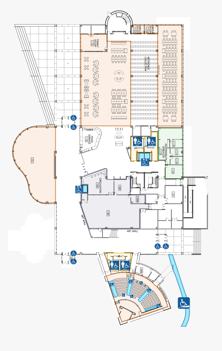 Fulton Library Level - Floor Plan, HD Png Download