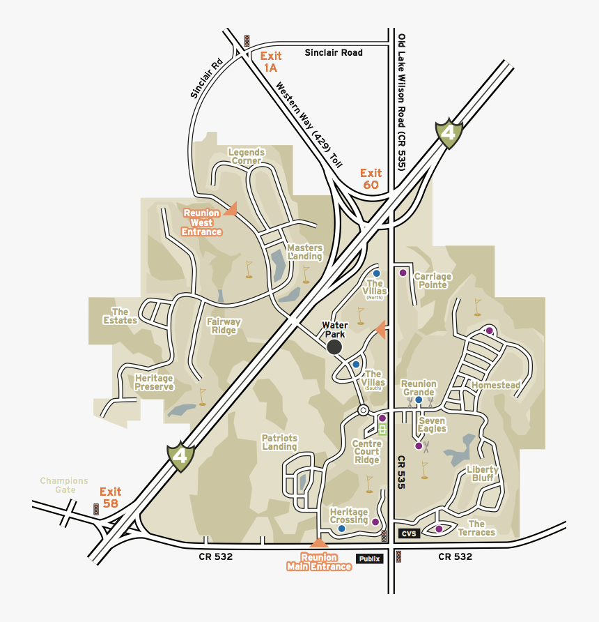 Luxury Vacation Florida - Villa Map Reunion Resort, HD Png Download