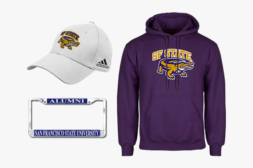 Sf State Branded Hat, License Plate And Purple Hoodie - Nassau Community College Hoodie, HD Png Download
