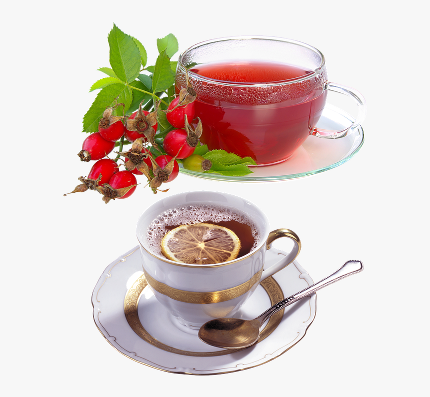 Tea, A Cup Of Tea, A Slice Of Lemon, Berry, Breakfast - Rosehip Tea Png, Transparent Png