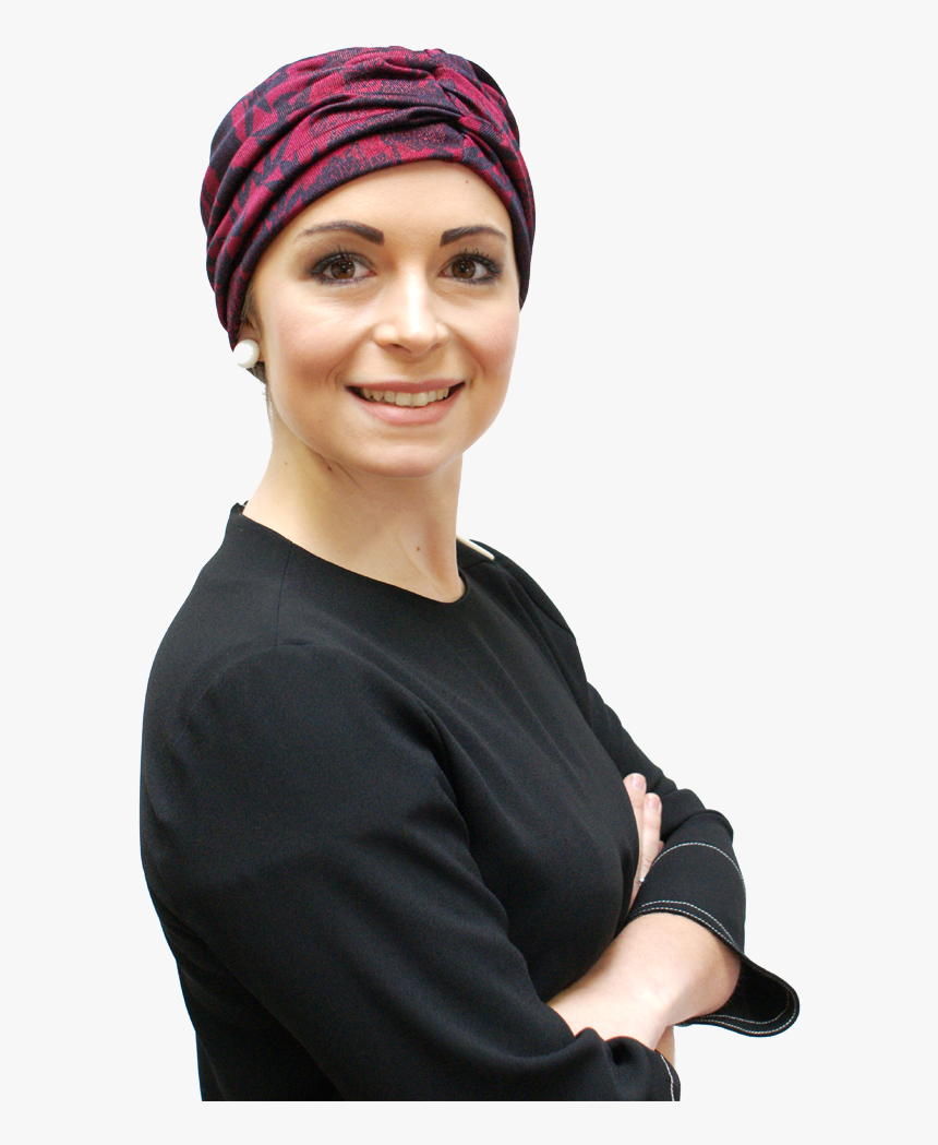 Fabulous Berry Red Evening Turban For Hair Loss- - Sitting, HD Png Download