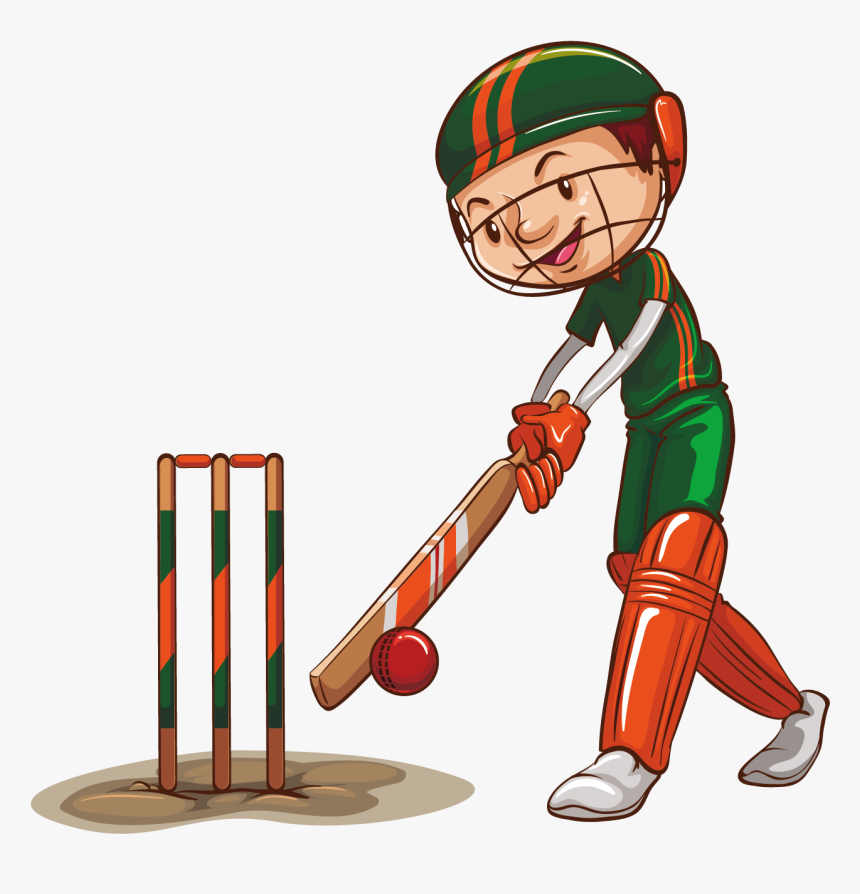 Boy Playing Cricket Clipart, HD Png Download