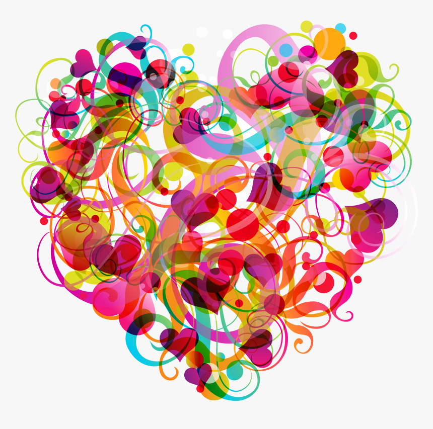 Floral Design Png File - Colorful Heart Png, Transparent Png