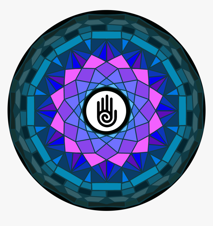 Mandala With Healing Hand Symbol In Pink And Blue - Circle, HD Png Download