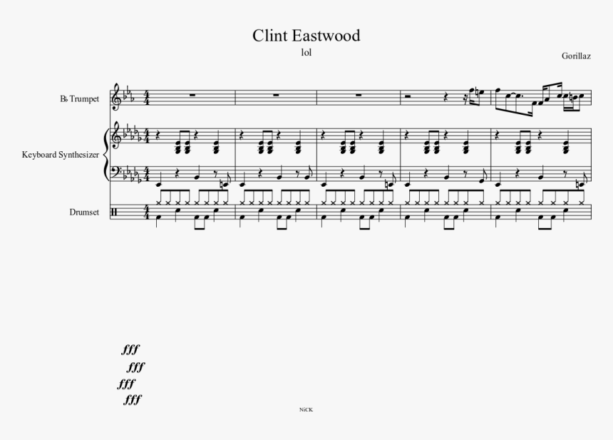 Gorillaz Clint Eastwood Notes, HD Png Download
