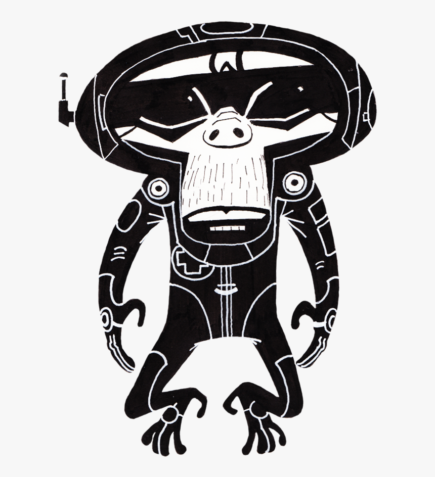 Art Gorillaz Stencil - Space Monkey Black And White, HD Png Download